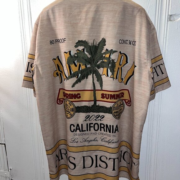 AMIRI Rum Label Printed Bowling Style Silk Shirt Saint-Laurent Vuitton Gucci XL - Picture 5 of 7